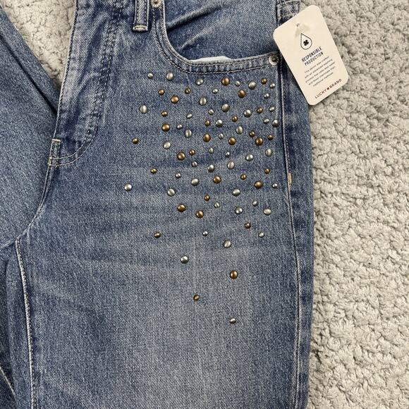 Lucky Brand Zoe High Rise Straight Leg Ankle Jeans Studded 4/27 NEW $149 MSRP - Picture 2 of 9